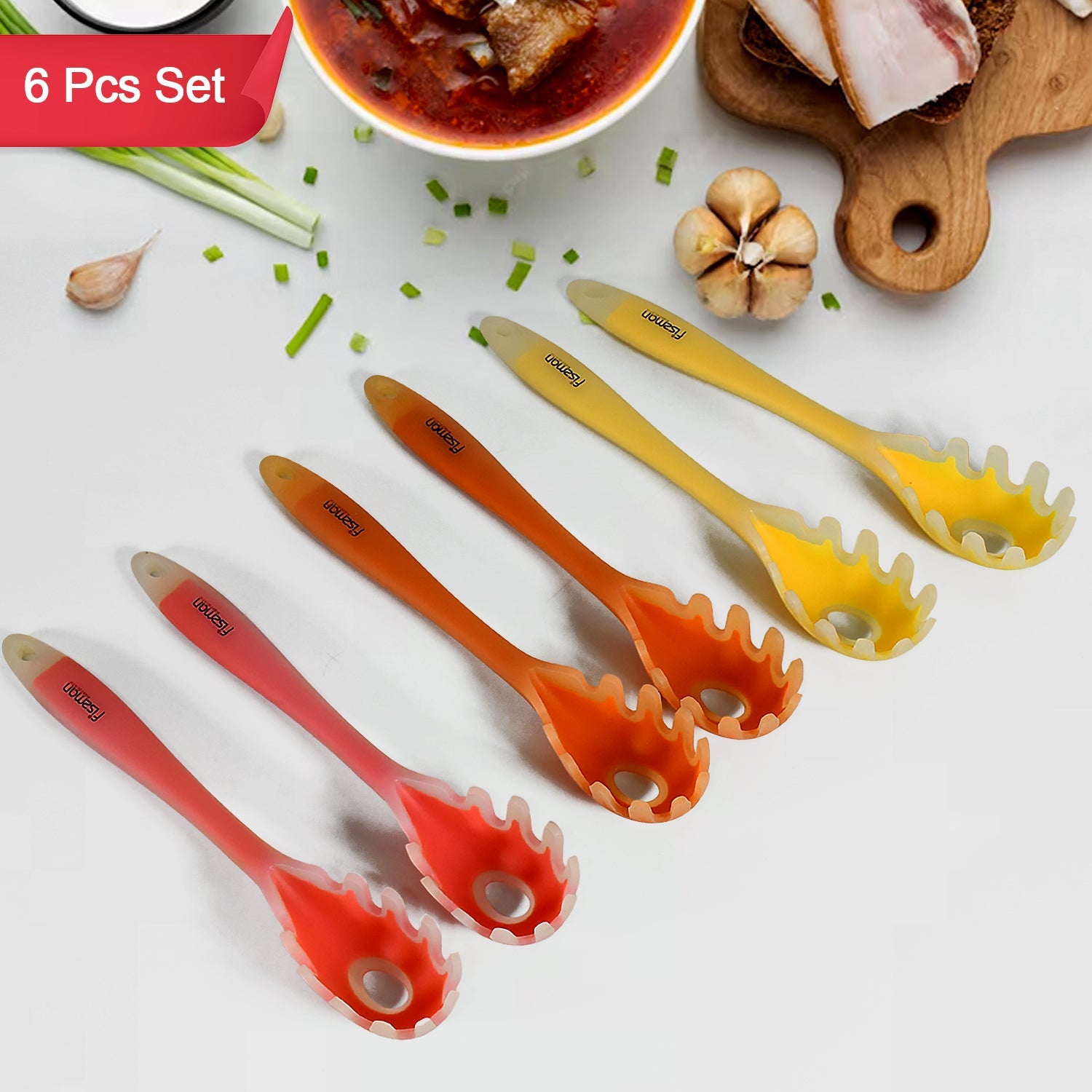 Silicone Kitchen Utensil Set - 6-Piece Heat-Resistant Non-Stick Cooking Spoons Silicone Kitchen Utensil Set - 6-Piece Heat-Resistant Non-Stick Cooking Spoons